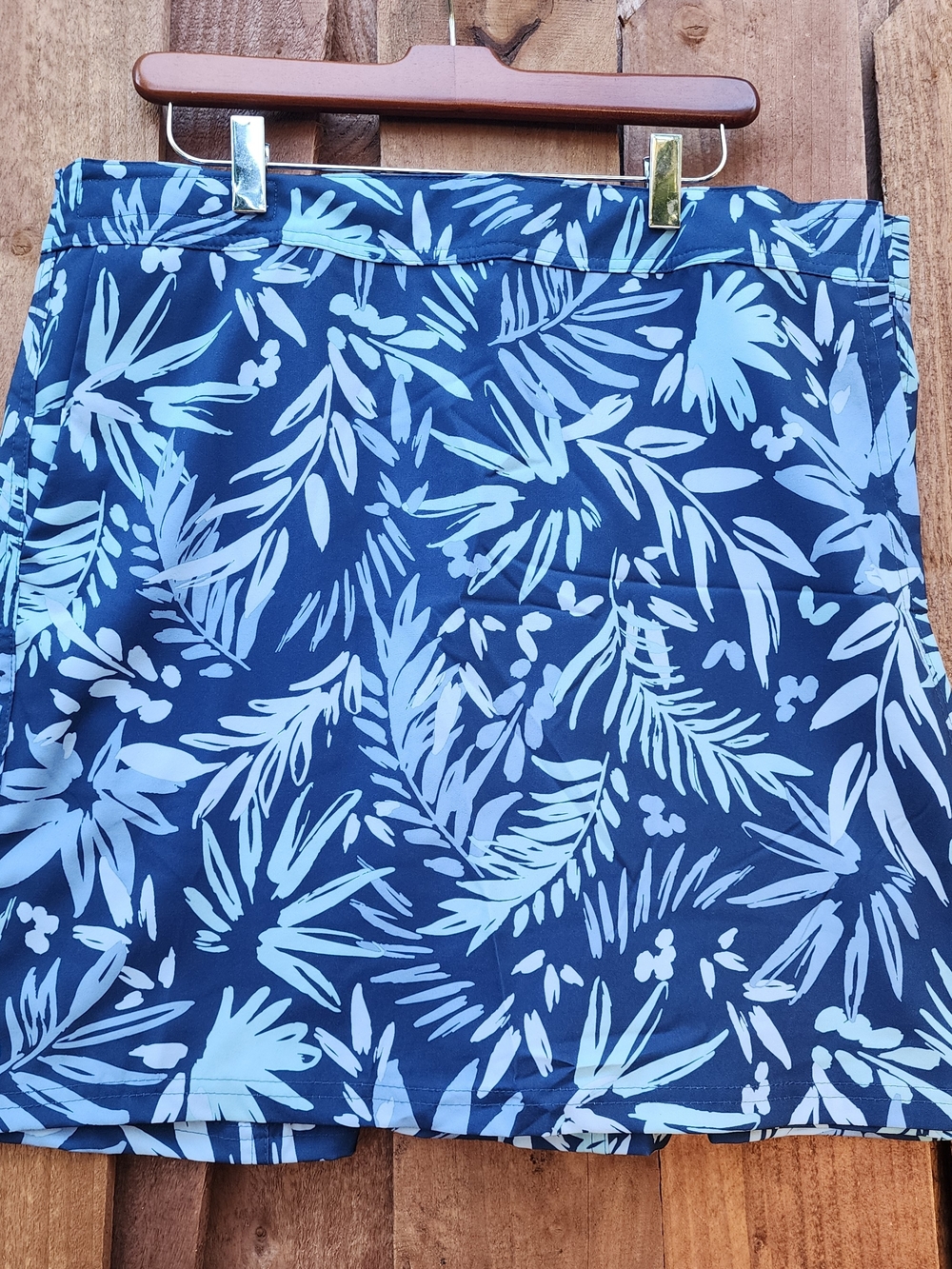 RipSkirt Hawaii Women's Tropical Palm Print Wrap Skirt Blue Size X-Large XL